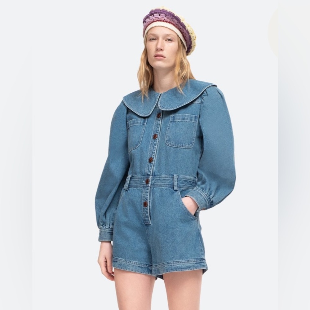 SEA NEW YORK ALYSSA DENIM SHORTS JUMPSUIT